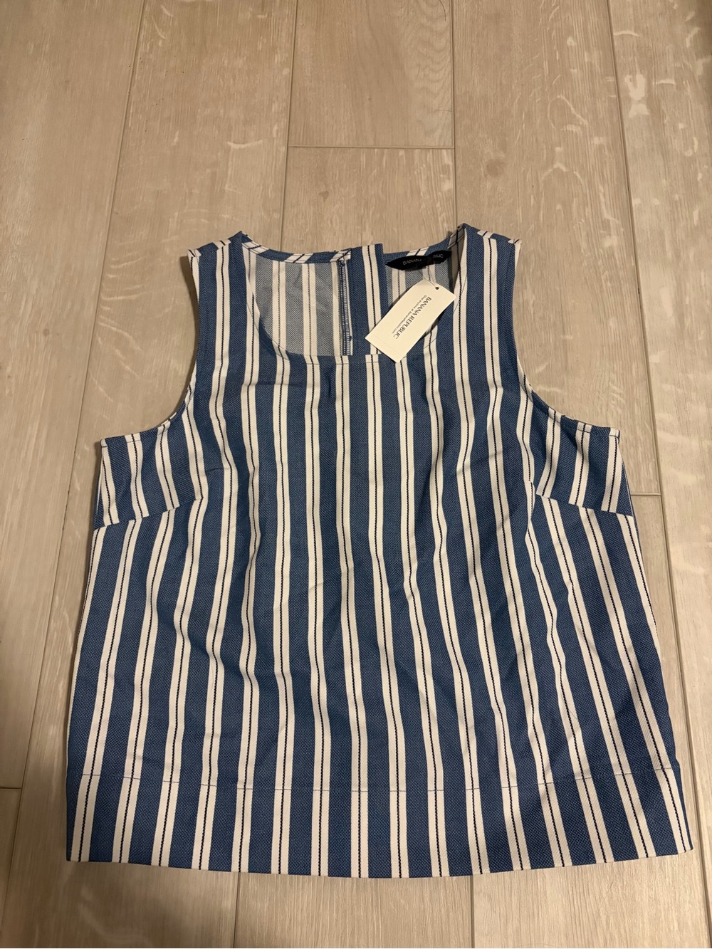 Banana Republic Blue and White Vertical Stripe Top
